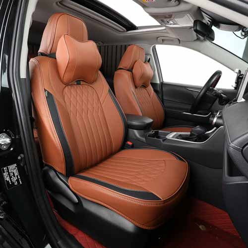 Auto Parts Luxury Leather Brown With Cushion Fit Full Set Custom Car Seat Covers for Universal Cars